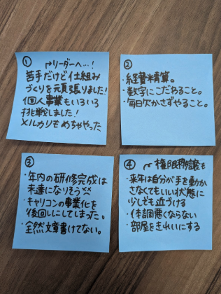 今年の供養と野望を付箋に書き出す参加者